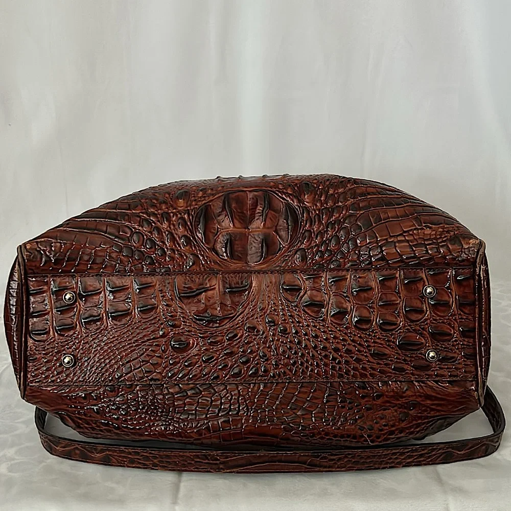 Brahmin Luxurious Brown Crocodile Skin Imprint Leather Elisa Handbag Purse 🌺🌺 - Picture 7 of 15